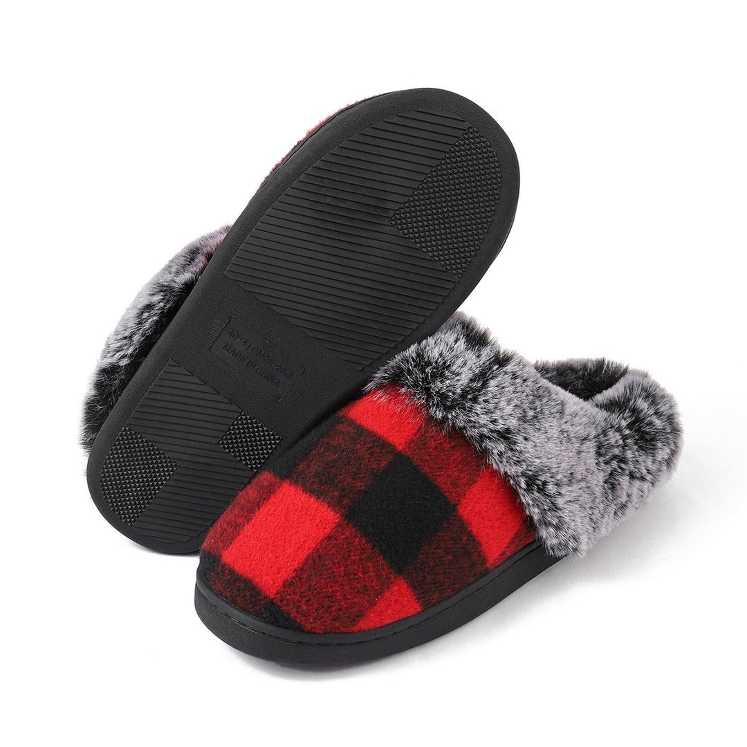 H&F Plaid Fluffy Slippers c