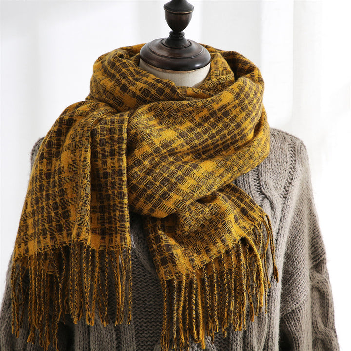 H&F Plaid Cashmere Scarf c