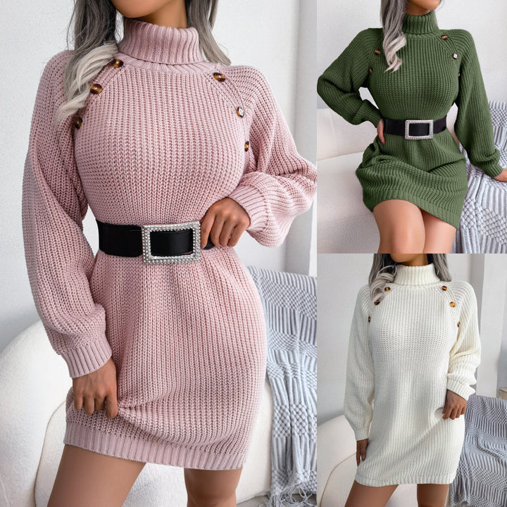 H&F Button Turtleneck Sweater c