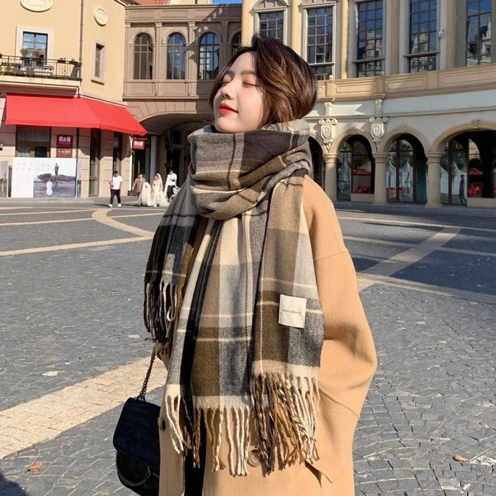H&F Plaid Long Scarf c
