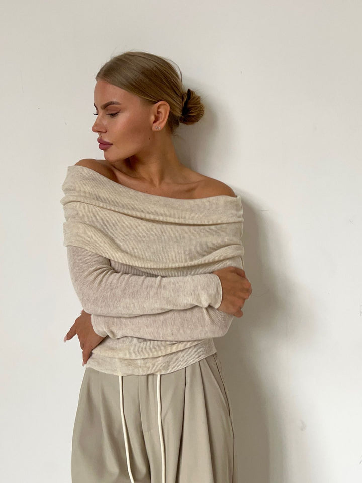 H&F Cashmere Off-Neck Sweater c