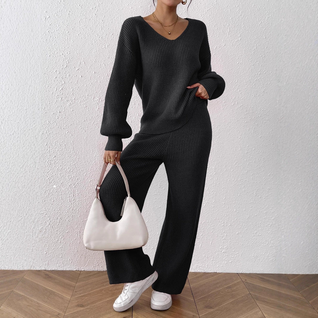 H&F V Neck Wide Leg Suit c