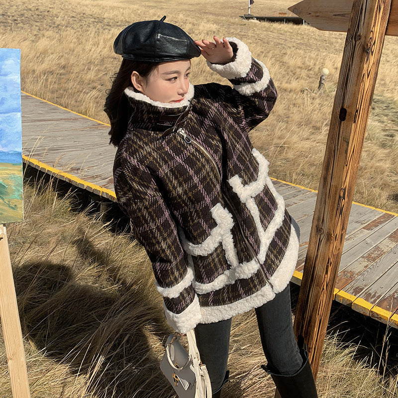H&F Plaid Fur Coat c