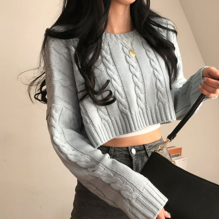 H&F Cropped Crew Pullover c