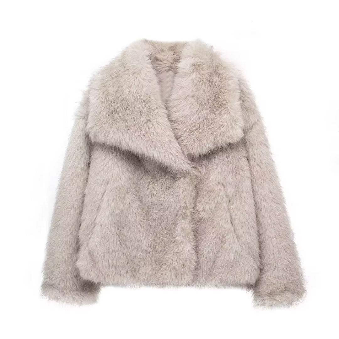 H&F Plush Lapel Coat c
