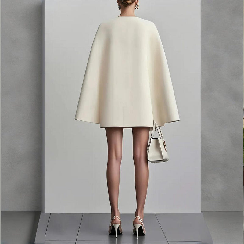 Elegant V Neck Double-Breasted Cape Blazer