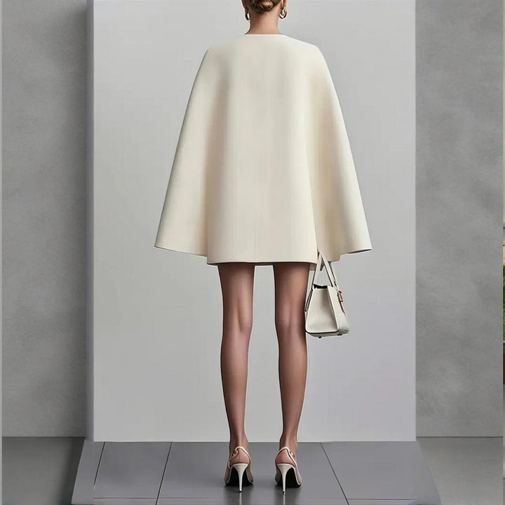 Elegant V Neck Double-Breasted Cape Blazer