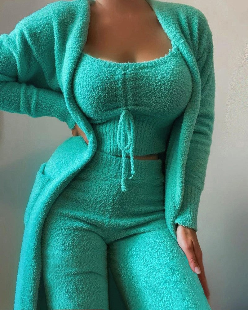 H&F Plush Cardigan Set c