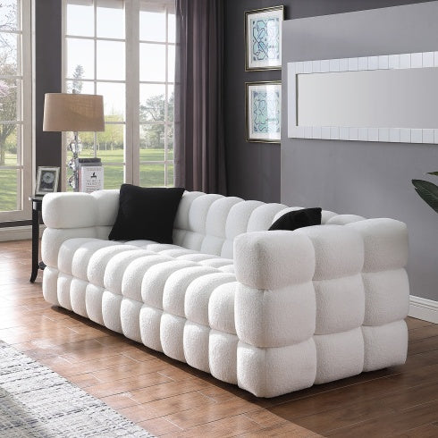 H&F White Boucle Sofa c
