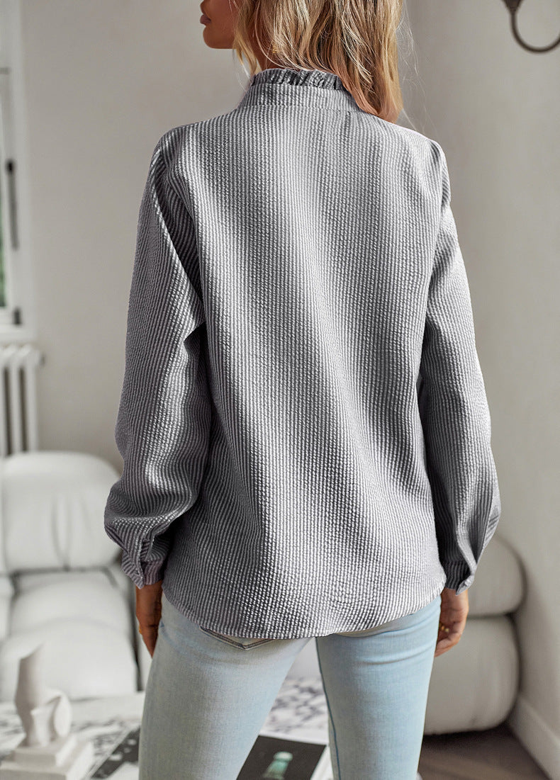 H&F Striped Ruffle Blouse c