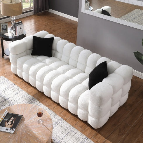 H&F White Boucle Sofa c