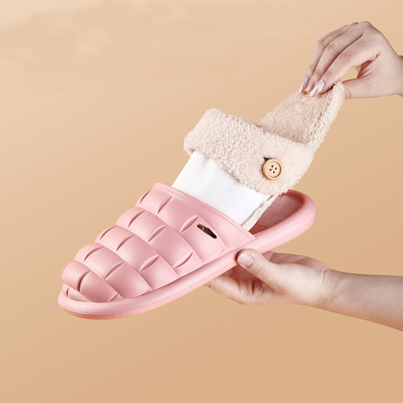 H&F Plaid Plush Slippers c
