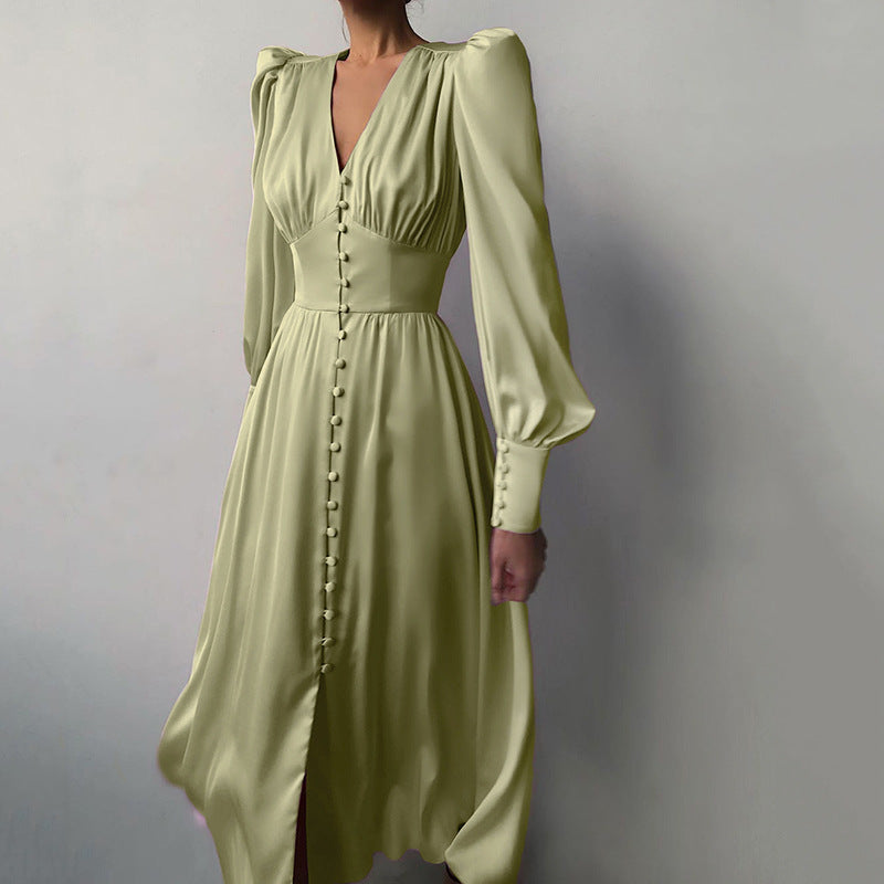 French Sleeve Satin Dress