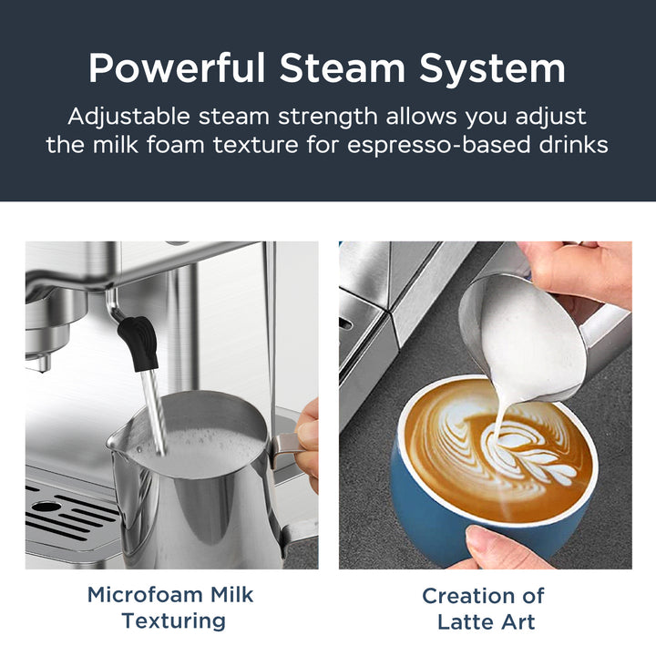 Geek Chef Espresso With Milk Frother For Latte, Cappuccino, Macchiato