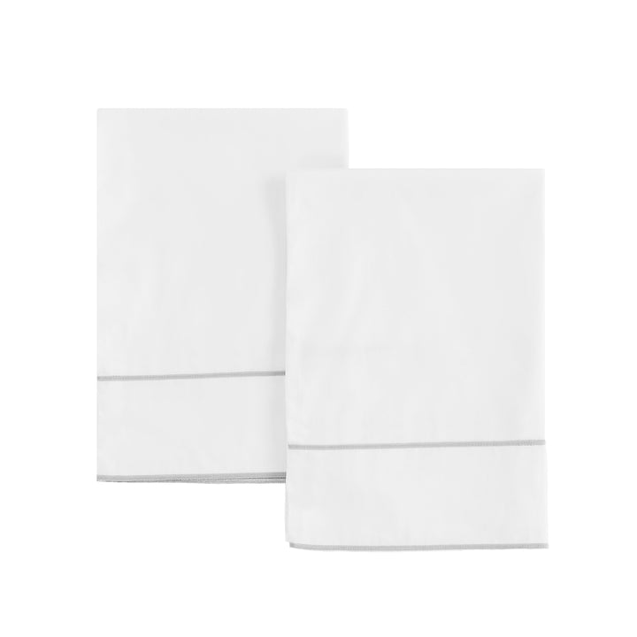 600 Thread Count Framed Sateen Embroidered Cotton Pillowcase Pair