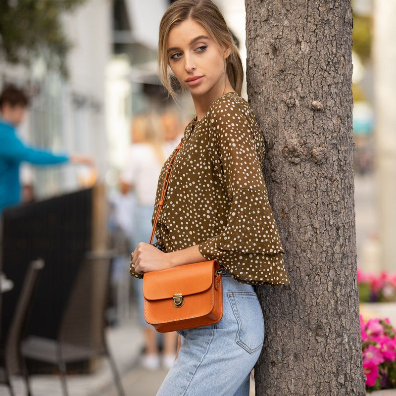 H&F Brown Leather Crossbody d