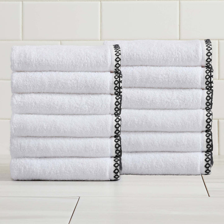 Cotton Border-Stitched 6-Piece Towel Set - Valery Collection