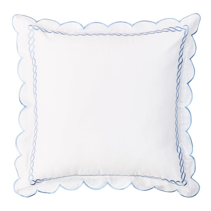 600 Thread Count Scallop Rope Embroidered Cotton Euro Sham Pair